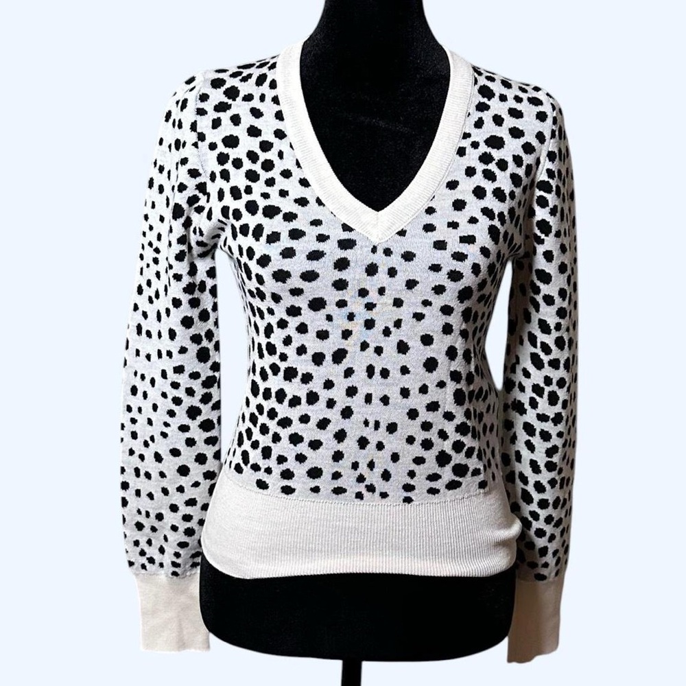 Happy Sheep | Size Small | White and Black Spotted Sweater | NWOT